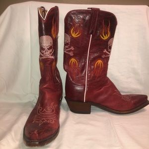 Rare Red Lucchese 1883 skull boots